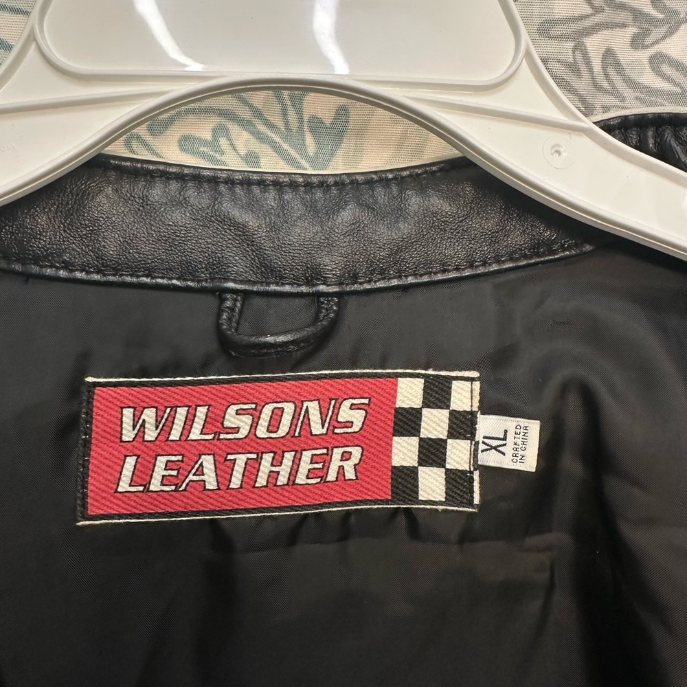 Vintage Black White WILSONS LEATHER Moto Cafe Racer Jacket Men’s XL - Picture 9 of 10